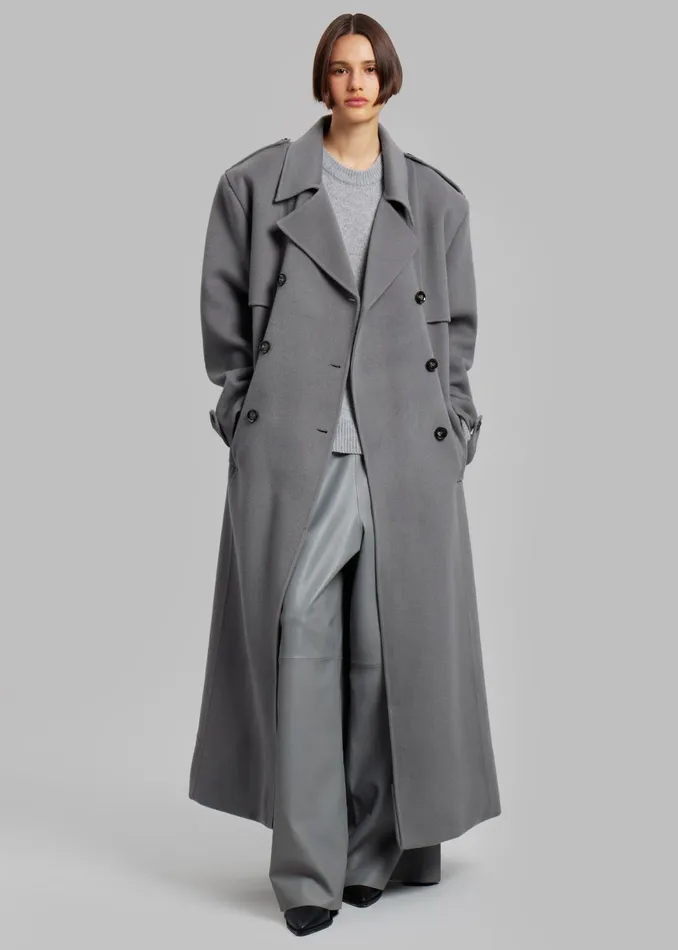 The Frankie Shop Outerwear Women Nikola Padded Trench Coat 8211 Grey