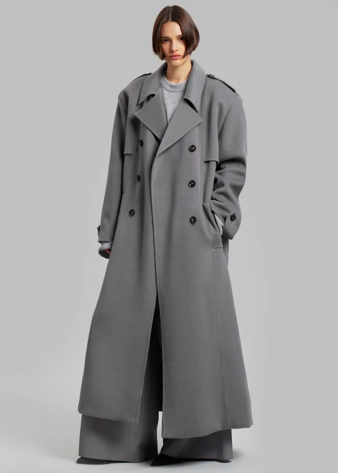 The Frankie Shop Outerwear Women Nikola Padded Trench Coat 8211 Grey