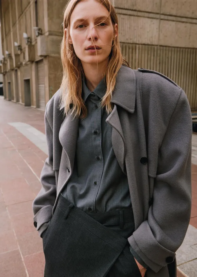 The Frankie Shop Outerwear Women Nikola Padded Trench Coat 8211 Grey