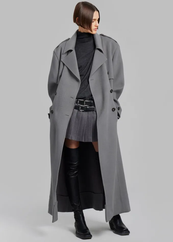 The Frankie Shop Outerwear Women Nikola Padded Trench Coat 8211 Grey