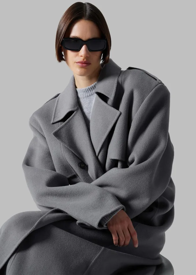 The Frankie Shop Outerwear Women Nikola Padded Trench Coat 8211 Grey