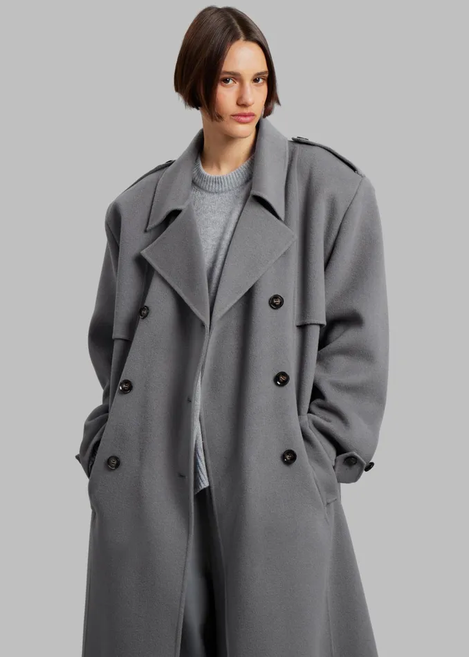 The Frankie Shop Outerwear Women Nikola Padded Trench Coat 8211 Grey