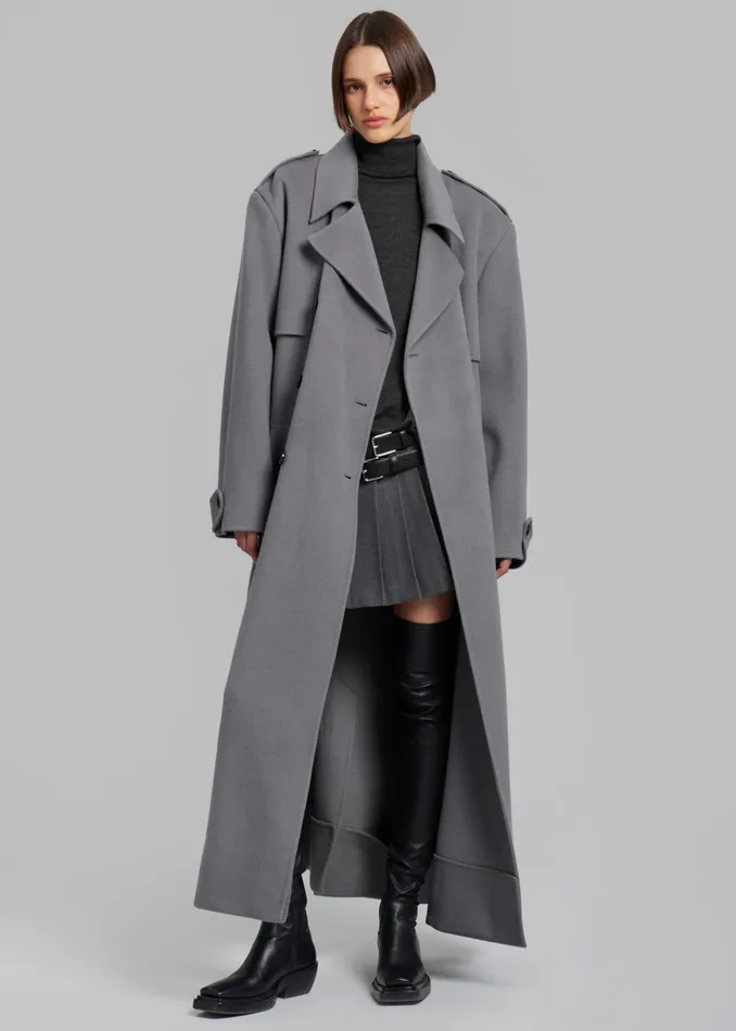 The Frankie Shop Outerwear Women Nikola Padded Trench Coat 8211 Grey