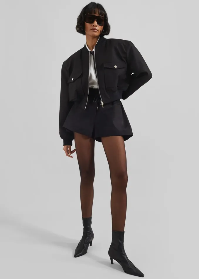 The Frankie Shop Outerwear Women Pomona Crop Bomber Jacket 8211 Black