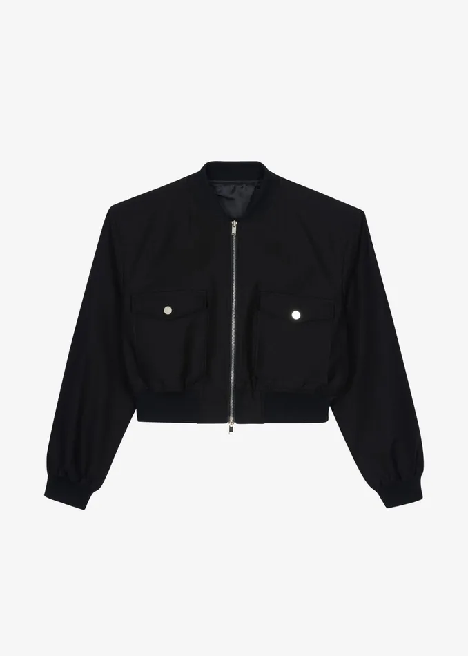 The Frankie Shop Outerwear Women Pomona Crop Bomber Jacket 8211 Black