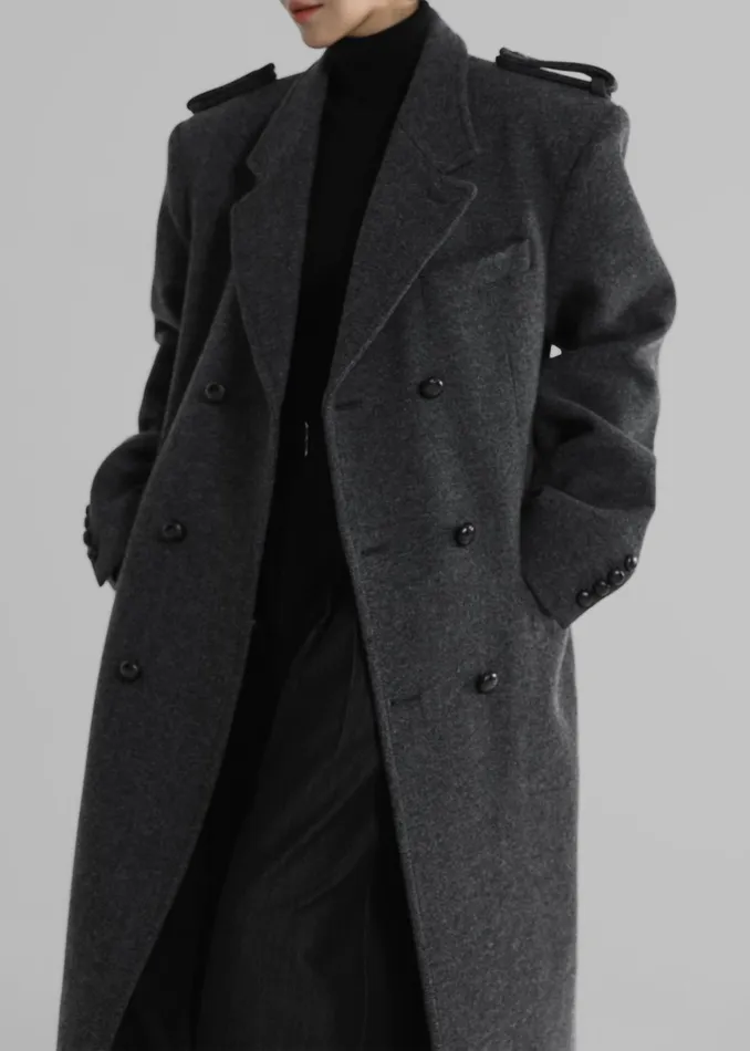 The Frankie Shop Outerwear Women Somerset Herringbone Coat 8211 Grey