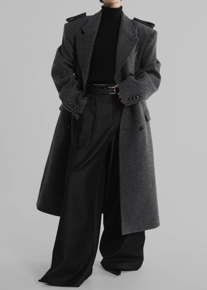 The Frankie Shop Outerwear Women Somerset Herringbone Coat 8211 Grey