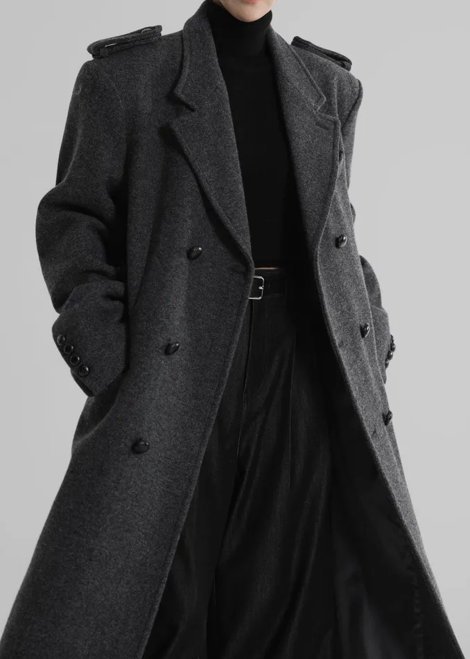 The Frankie Shop Outerwear Women Somerset Herringbone Coat 8211 Grey