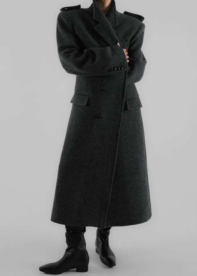 The Frankie Shop Outerwear Women Somerset Herringbone Coat 8211 Grey
