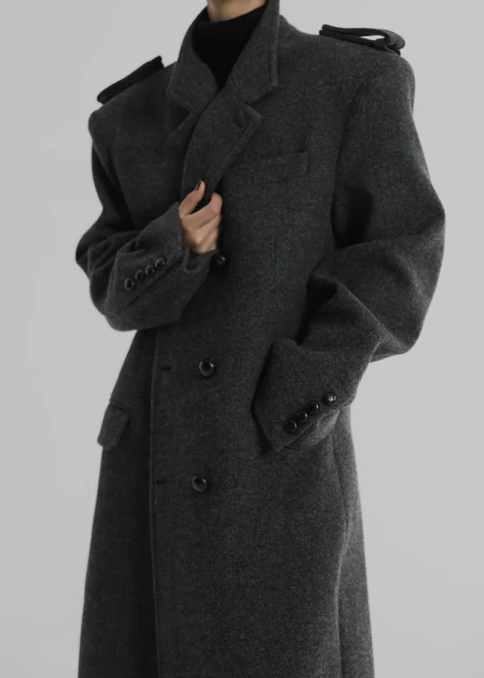The Frankie Shop Outerwear Women Somerset Herringbone Coat 8211 Grey