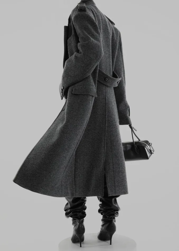 The Frankie Shop Outerwear Women Somerset Herringbone Coat 8211 Grey