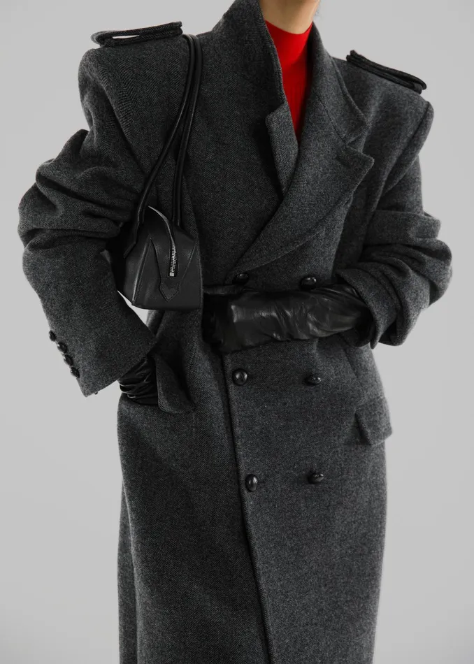 The Frankie Shop Outerwear Women Somerset Herringbone Coat 8211 Grey