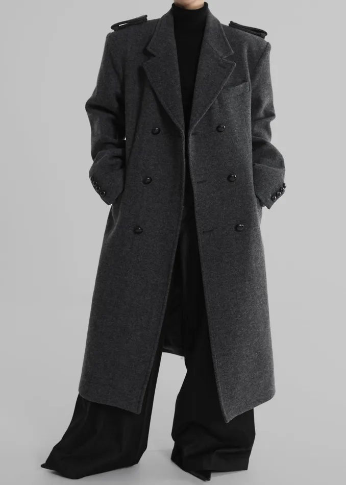 The Frankie Shop Outerwear Women Somerset Herringbone Coat 8211 Grey