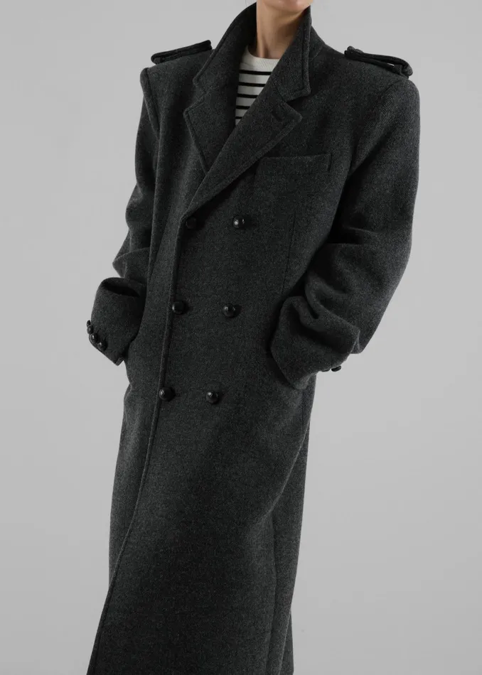 The Frankie Shop Outerwear Women Somerset Herringbone Coat 8211 Grey
