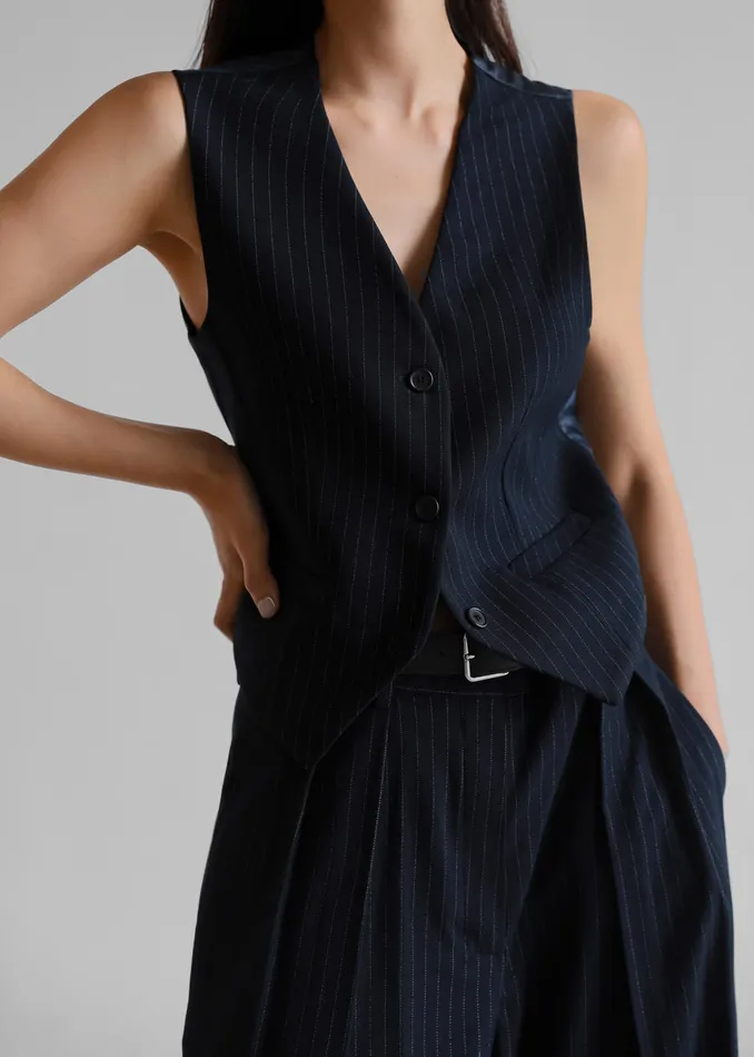 The Frankie Shop Outerwear Women Tansy Tailored Vest 8211 Navy Pinstripe