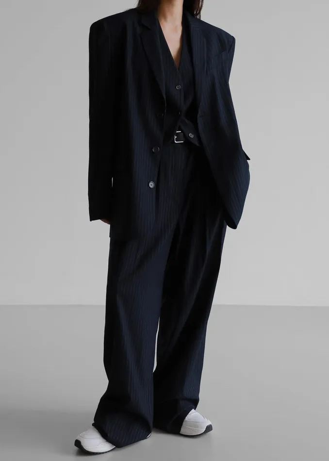 The Frankie Shop Outerwear Women Tansy Tailored Vest 8211 Navy Pinstripe