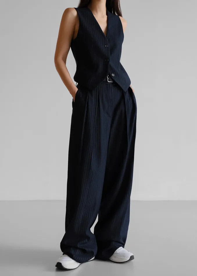 The Frankie Shop Outerwear Women Tansy Tailored Vest 8211 Navy Pinstripe