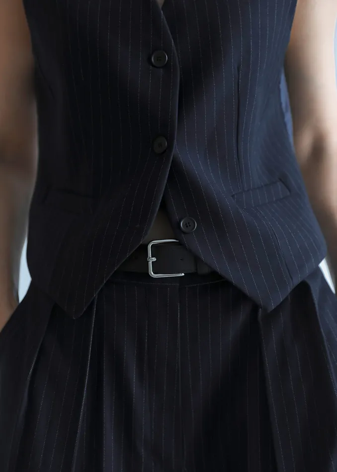 The Frankie Shop Outerwear Women Tansy Tailored Vest 8211 Navy Pinstripe