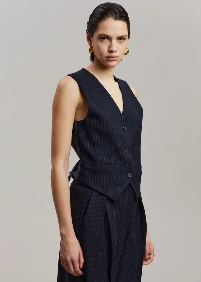 The Frankie Shop Outerwear Women Tansy Tailored Vest 8211 Navy Pinstripe
