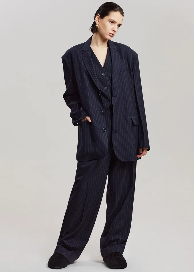 The Frankie Shop Outerwear Women Tansy Tailored Vest 8211 Navy Pinstripe