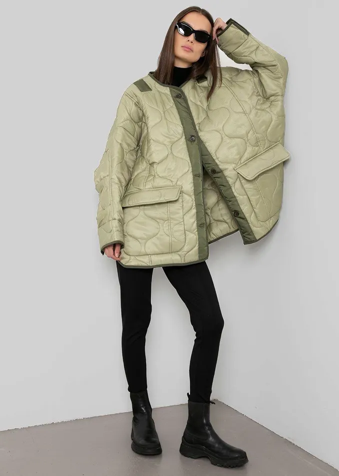 The Frankie Shop Outerwear Women Teddy Quilted Jacket 8211 Moss Green
