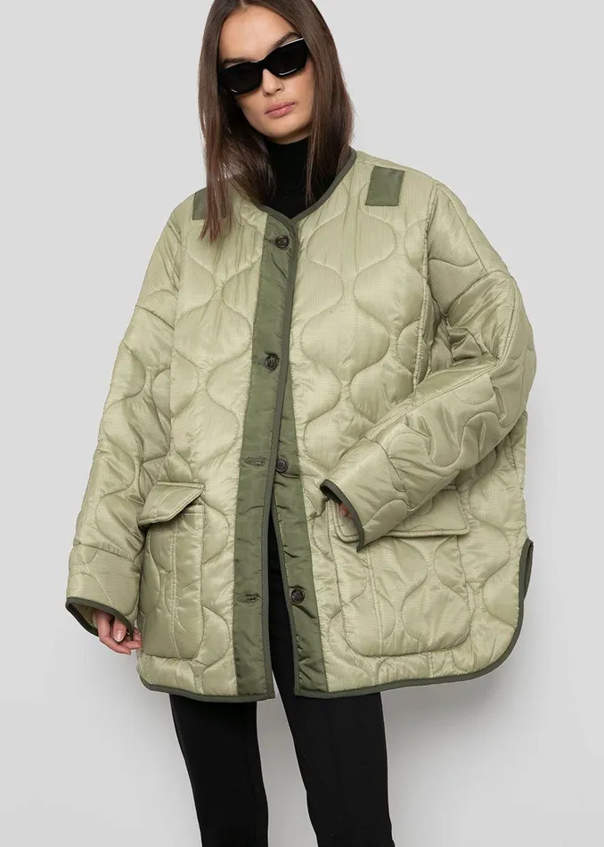 The Frankie Shop Outerwear Women Teddy Quilted Jacket 8211 Moss Green