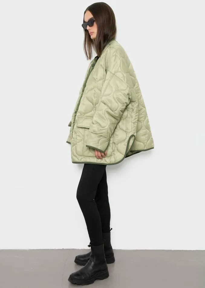 The Frankie Shop Outerwear Women Teddy Quilted Jacket 8211 Moss Green
