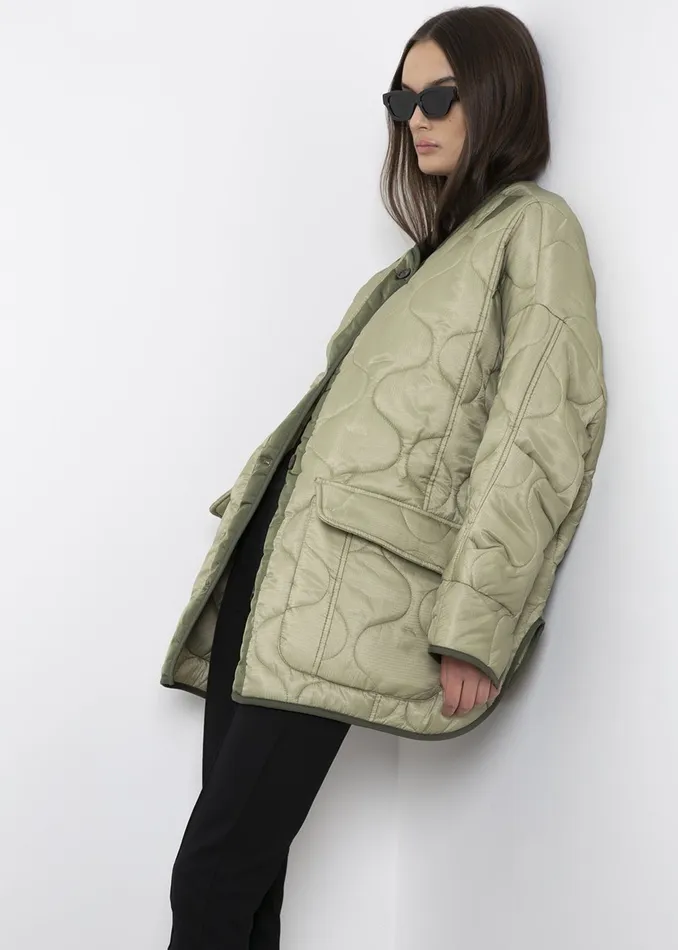 The Frankie Shop Outerwear Women Teddy Quilted Jacket 8211 Moss Green