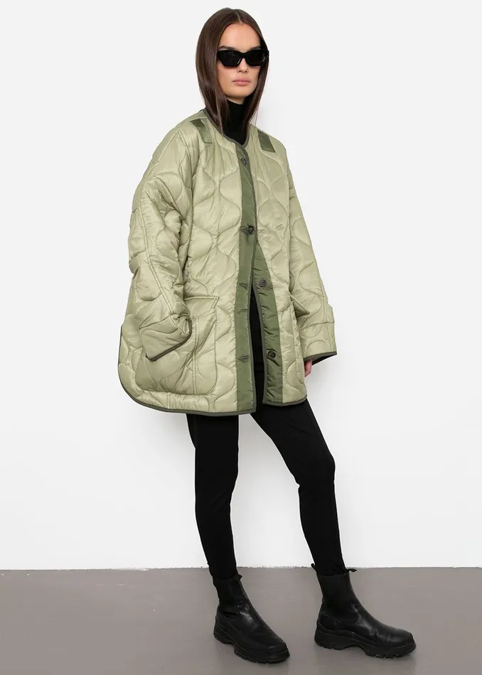 The Frankie Shop Outerwear Women Teddy Quilted Jacket 8211 Moss Green
