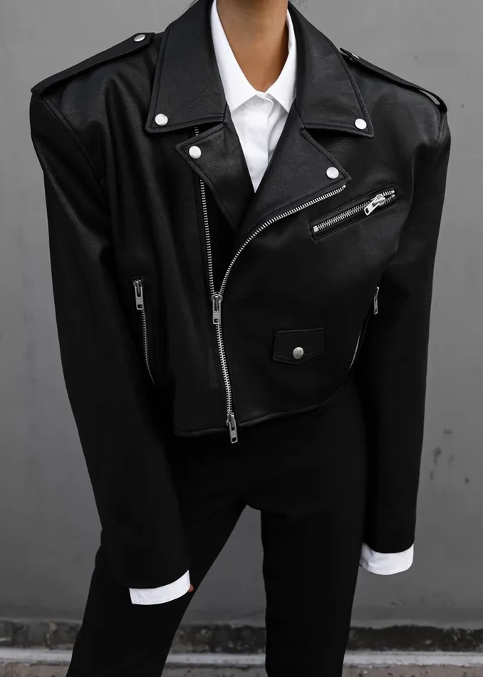 The Frankie Shop Outerwear Women Tidus Cropped Biker Jacket 8211 Black