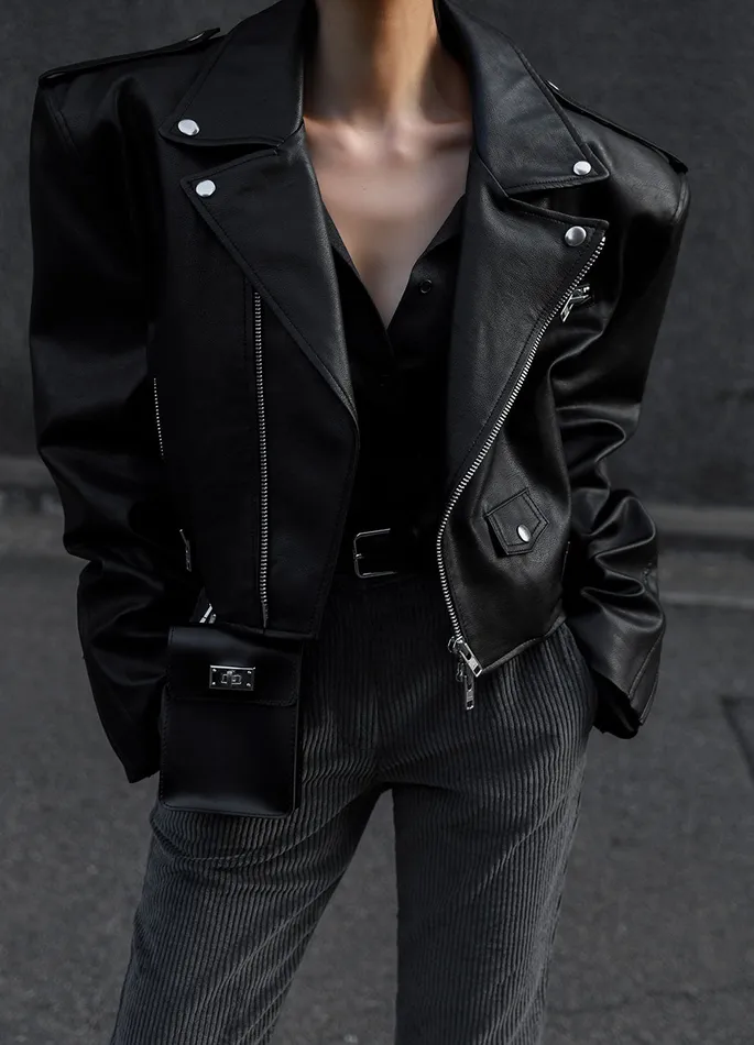The Frankie Shop Outerwear Women Tidus Cropped Biker Jacket 8211 Black