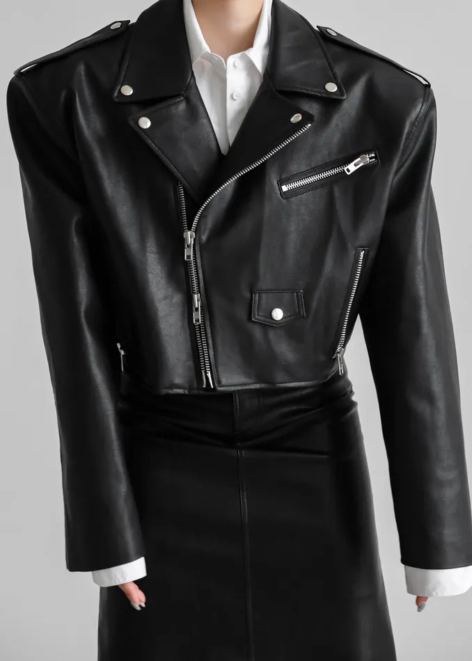 The Frankie Shop Outerwear Women Tidus Cropped Biker Jacket 8211 Black