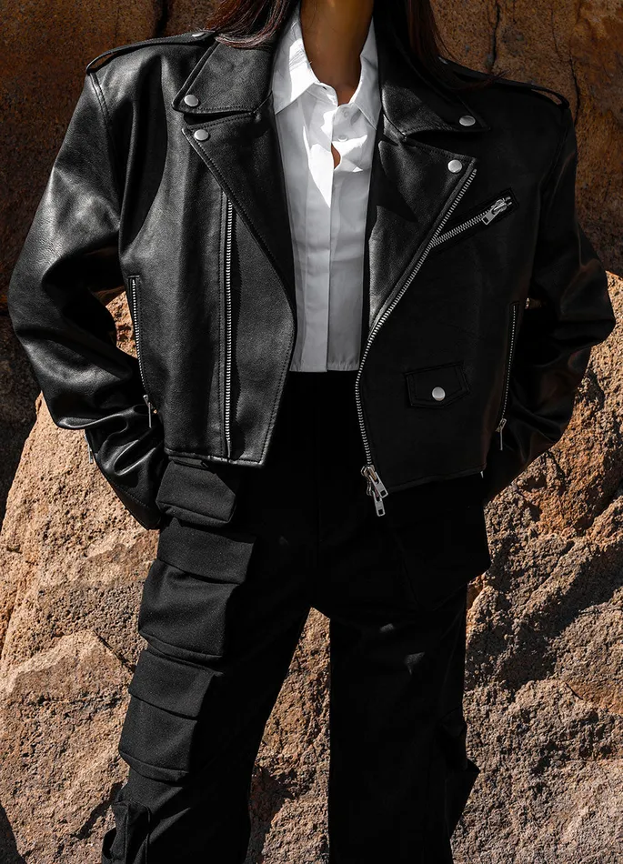 The Frankie Shop Outerwear Women Tidus Cropped Biker Jacket 8211 Black