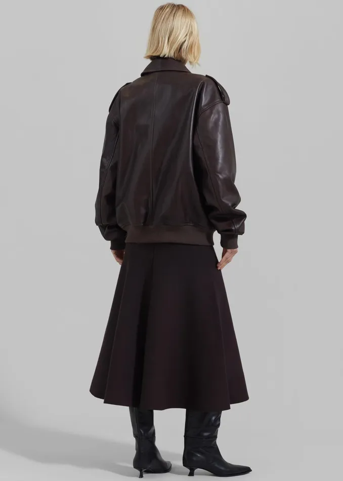 The Frankie Shop Outerwear Women Viper Leather Jacket 8211 Dark Plum