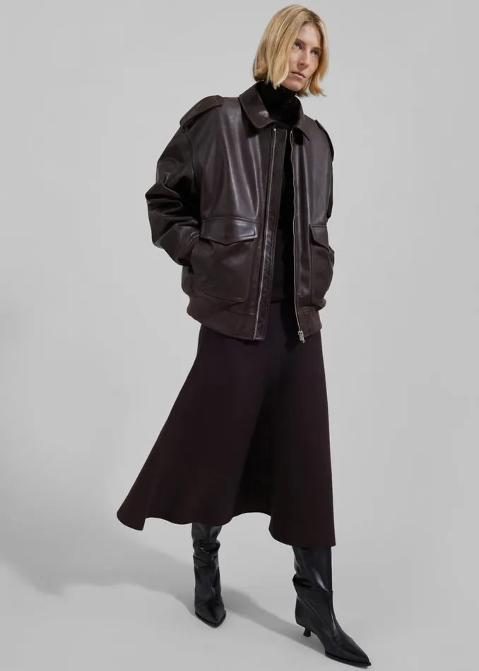 The Frankie Shop Outerwear Women Viper Leather Jacket 8211 Dark Plum