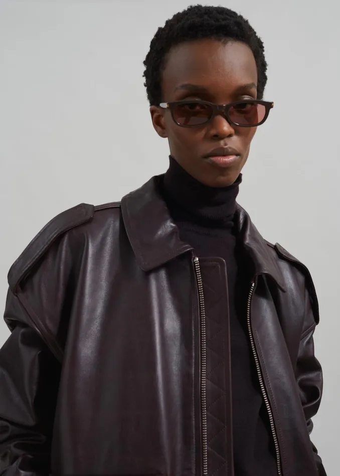 The Frankie Shop Outerwear Women Viper Leather Jacket 8211 Dark Plum