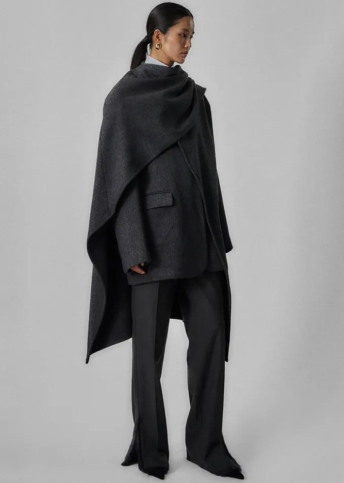 The Frankie Shop Outerwear Women Whisella Cape 8211 Charcoal