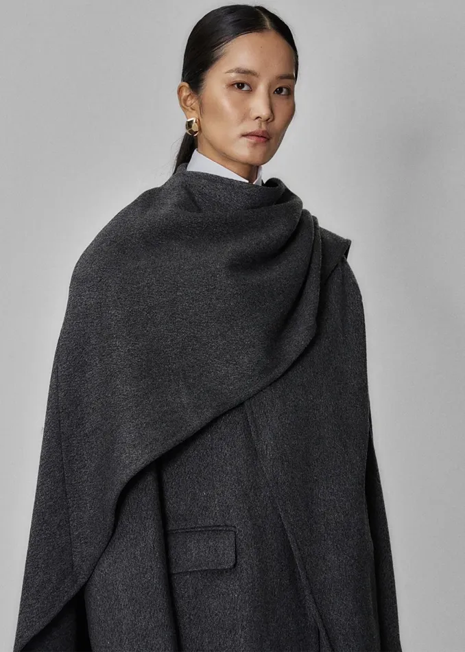 The Frankie Shop Outerwear Women Whisella Cape 8211 Charcoal