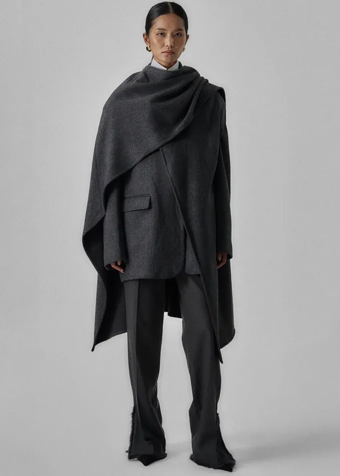 The Frankie Shop Outerwear Women Whisella Cape 8211 Charcoal