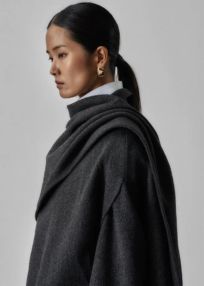 The Frankie Shop Outerwear Women Whisella Cape 8211 Charcoal