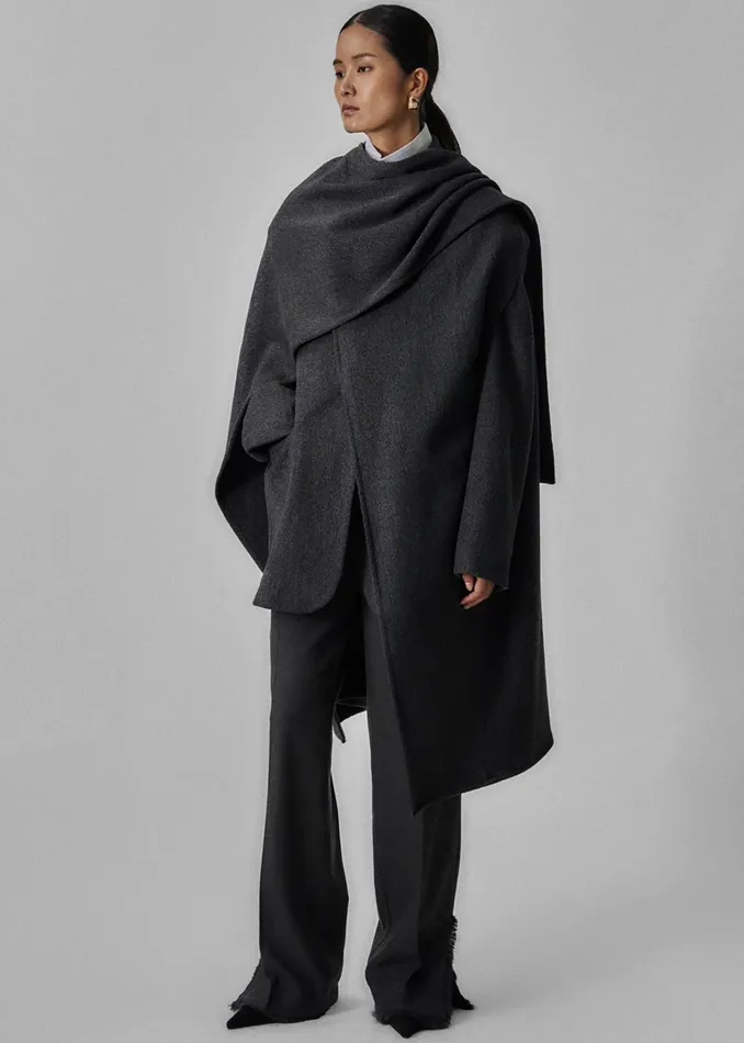 The Frankie Shop Outerwear Women Whisella Cape 8211 Charcoal