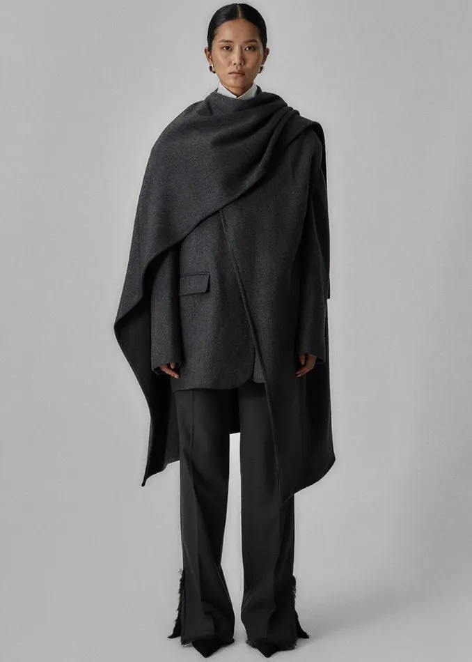 The Frankie Shop Outerwear Women Whisella Cape 8211 Charcoal