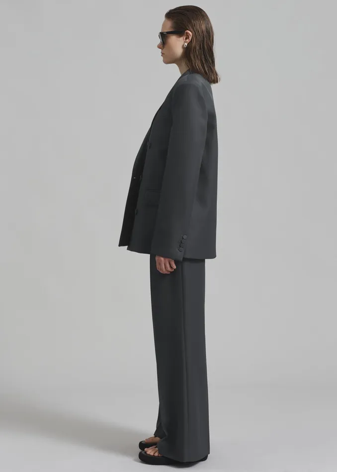 The Frankie Shop Outerwear Women Zia Covered Buttons Blazer 8211 Charcoal