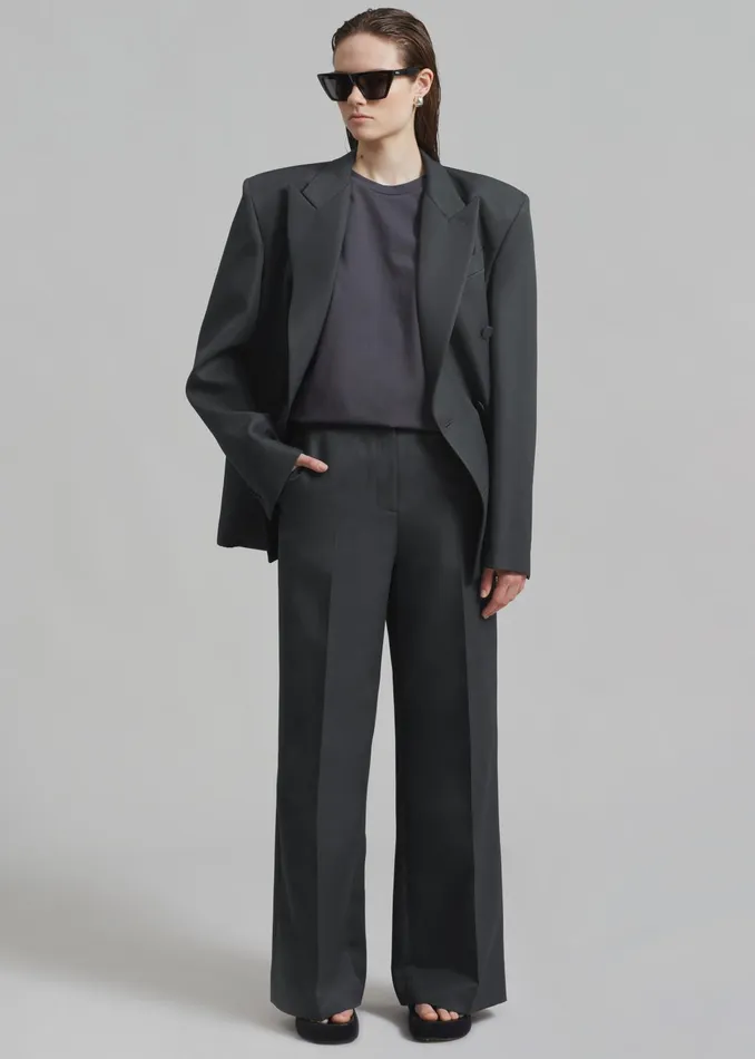 The Frankie Shop Outerwear Women Zia Covered Buttons Blazer 8211 Charcoal