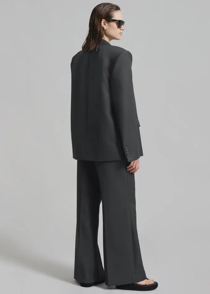 The Frankie Shop Outerwear Women Zia Covered Buttons Blazer 8211 Charcoal