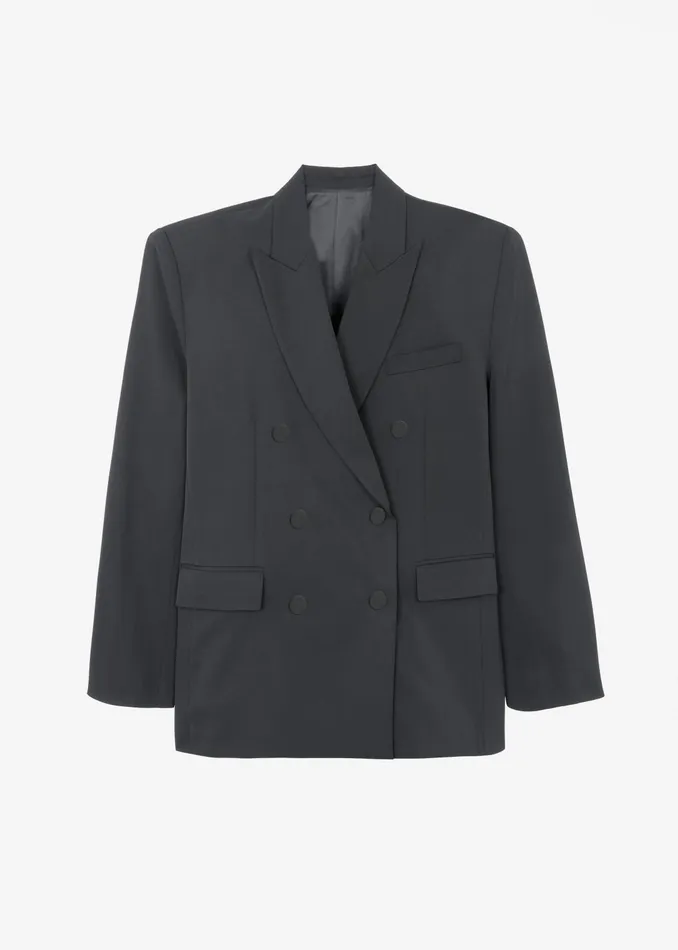 The Frankie Shop Outerwear Women Zia Covered Buttons Blazer 8211 Charcoal