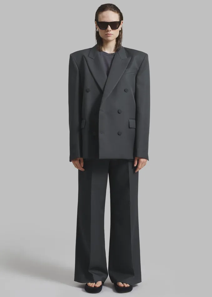 The Frankie Shop Outerwear Women Zia Covered Buttons Blazer 8211 Charcoal