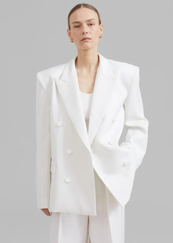 The Frankie Shop Outerwear Women Zia Covered Buttons Blazer 8211 White