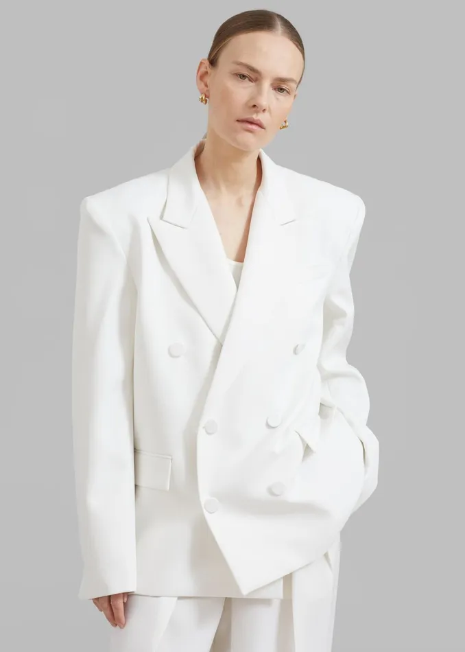 The Frankie Shop Outerwear Women Zia Covered Buttons Blazer 8211 White