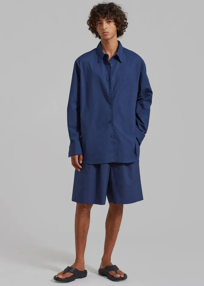 The Frankie Shop Tops Men Matthias Oversized Shirt 8211 Navy